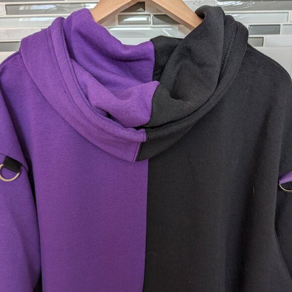 Vampire Freaks Black & Purple Split Mage Hoodie - Picture 11 of 15